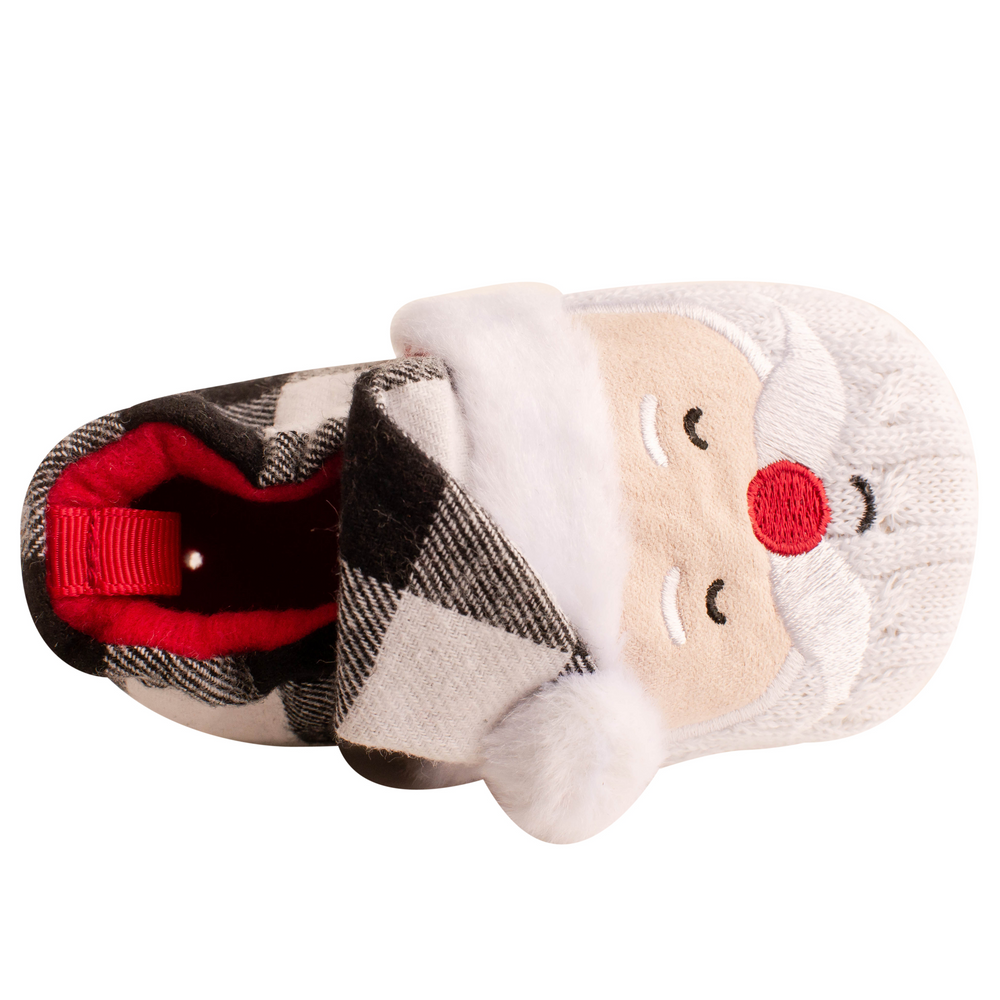
            
                Load image into Gallery viewer, Buffalo Plaid Santa Slippers With Faux Fur Trim &amp;amp; Sweater Beard - Select Size
            
        