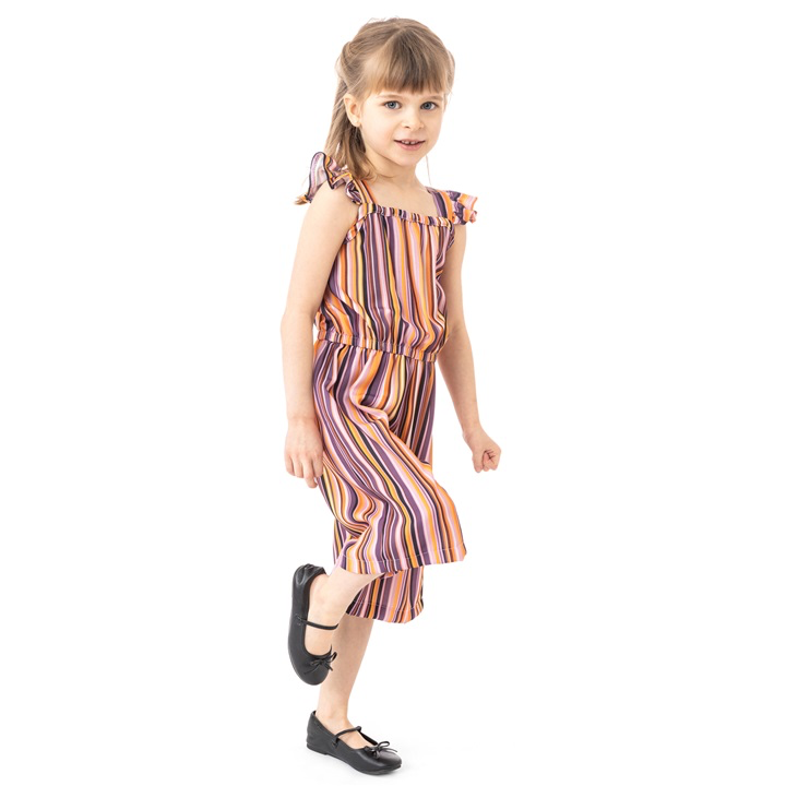Lilac Ruffle Stripe Jumpsuits - Select Size