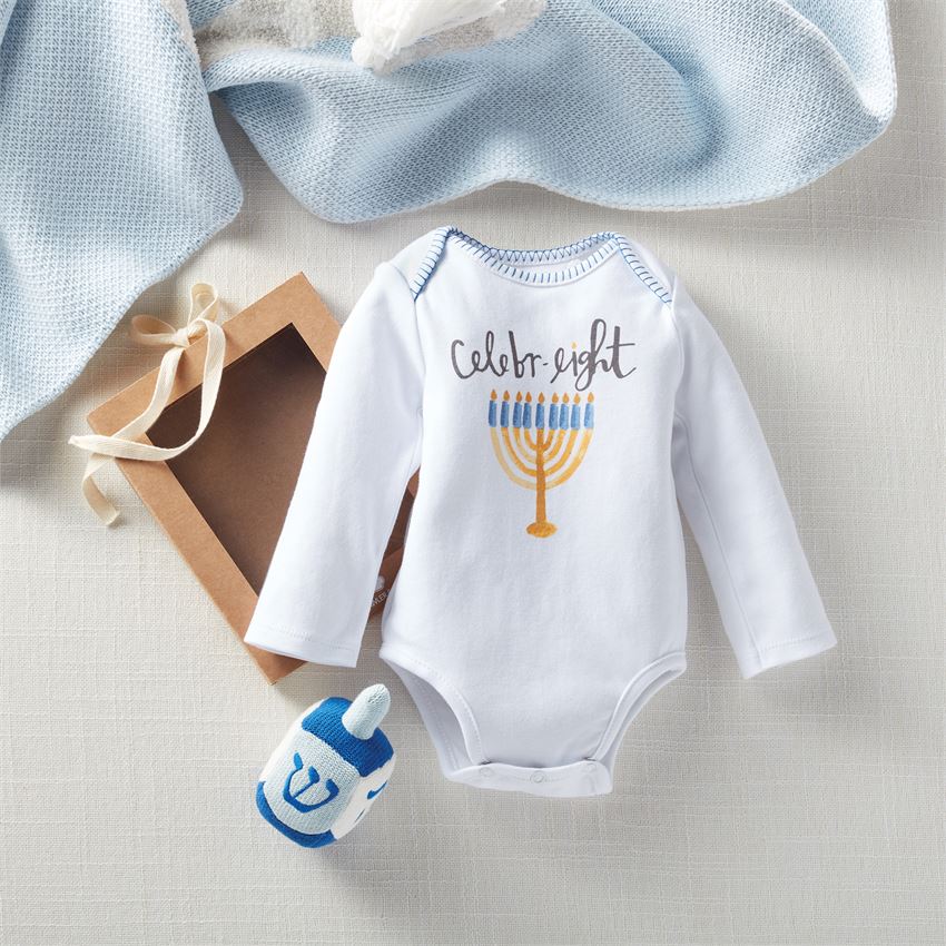 
            
                Load image into Gallery viewer, Hanukkah Baby Bodysuit and Rattle Set
            
        