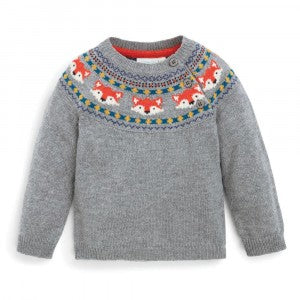 Fox Fair Isle Jumper Marlborough Grey - select size