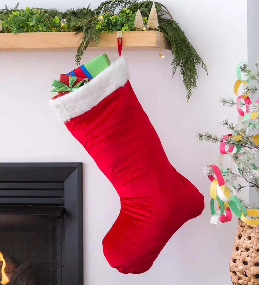 Super-Sized Red Velveteen Christmas Stocking