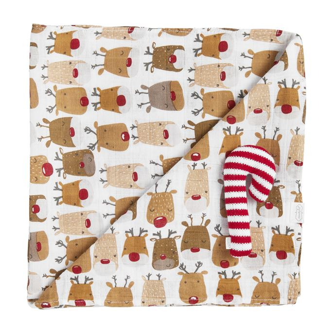 Reindeer Swaddle & Rattle