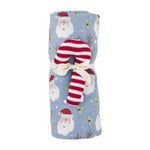 Blue Christmas Swaddle & Rattle Set
