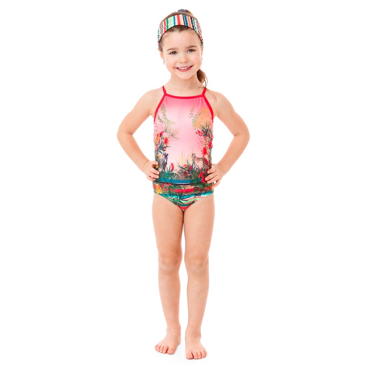 Noruk Pink Jungle & Stripe One-Piece Swimsuit  - Select Size
