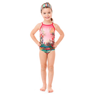 Noruk Pink Jungle & Stripe One-Piece Swimsuit  - Select Size