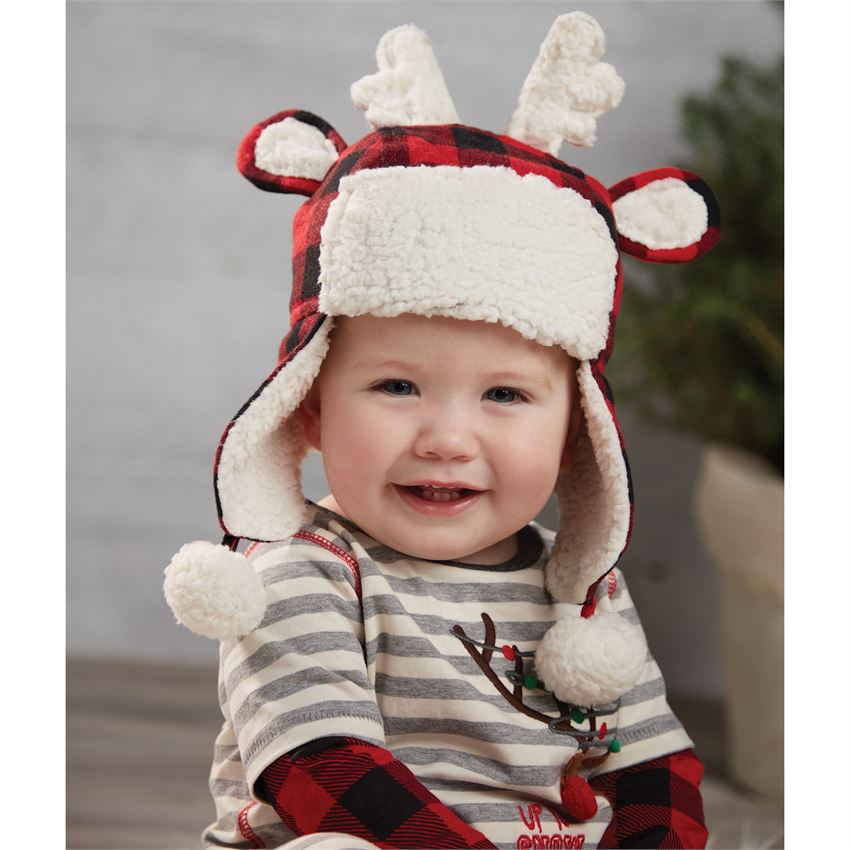 
            
                Load image into Gallery viewer, Buffalo Plaid Reindeer Hat - Select Size
            
        