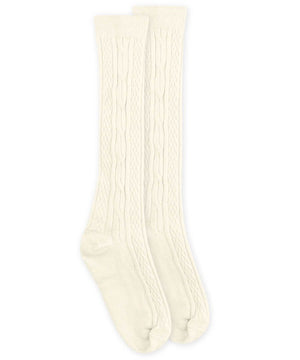 
            
                Load image into Gallery viewer, Cable Cable Knee High Ivory Socks - Select Size
            
        