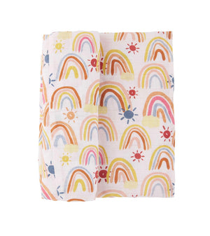 
            
                Load image into Gallery viewer, Rainbow &amp;amp; Sun Muslin Swaddle
            
        