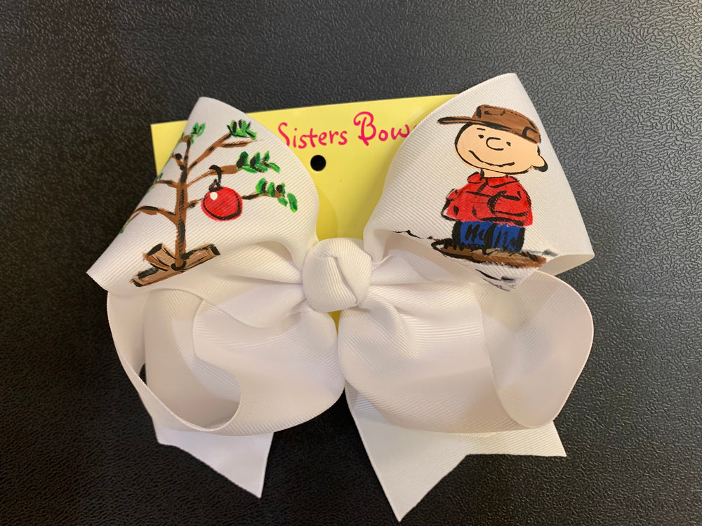 Charlie Brown Christmas - Handpainted Hair bow - Choose 6” or 8”