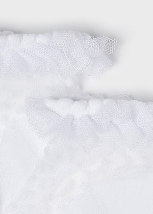 White Organza Plumeti Infant Sock  - Select Size