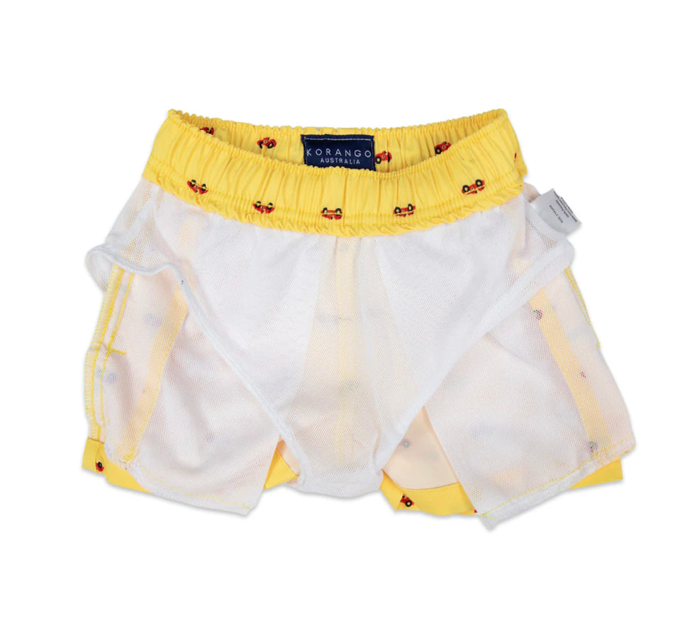 
            
                Load image into Gallery viewer, Yellow Race Car Quick Dry Swim Board Shorts - Select Size
            
        