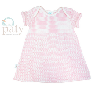 Paty Pink & White Stripe Lap Shoulder Short Sleeve Dress - Select Size