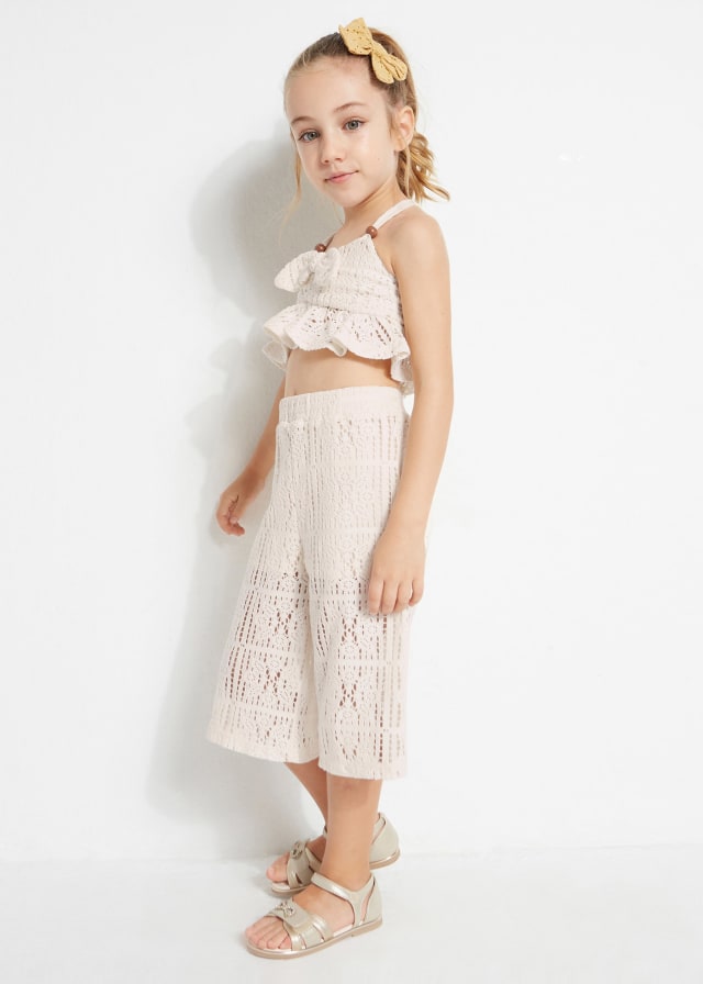 Chickpea 2-Piece Crochet Set Cropped Pants & Top - Select Size