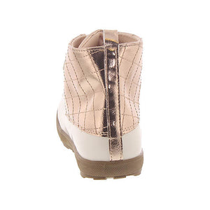 Ivory and Rose Gold Metallic Duck Boots with Quilting - Select Size