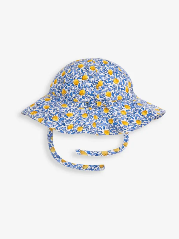 Lemon Bloom Floppy Girls White Sun Hat  - Select Size