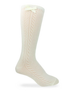 Pointelle Bow Knee High Ivory Socks - Select Size