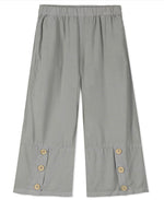 Sakura Grey Woven Button Leg Girls Ankle Pant - Select Size