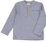 Baxter Blue & White Stripe Long Sleeve Henley - Select Size