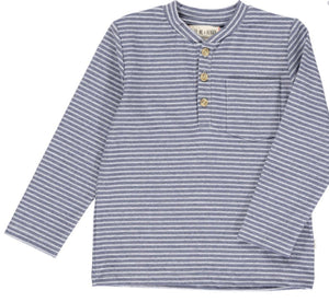 
            
                Load image into Gallery viewer, Baxter Blue &amp;amp; White Stripe Long Sleeve Henley - Select Size
            
        