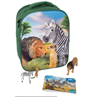 Animal Planet 3D Savannah Wildlife Backpack Playset With 3 Animals