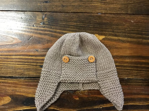 Taupe Knit Old-Fashioned Football Helmet Style Hat- Select Size