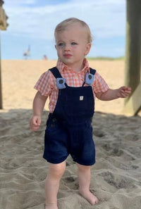 Penzance Apricot Plaid Boys Short Sleeve Shirt - Select Size
