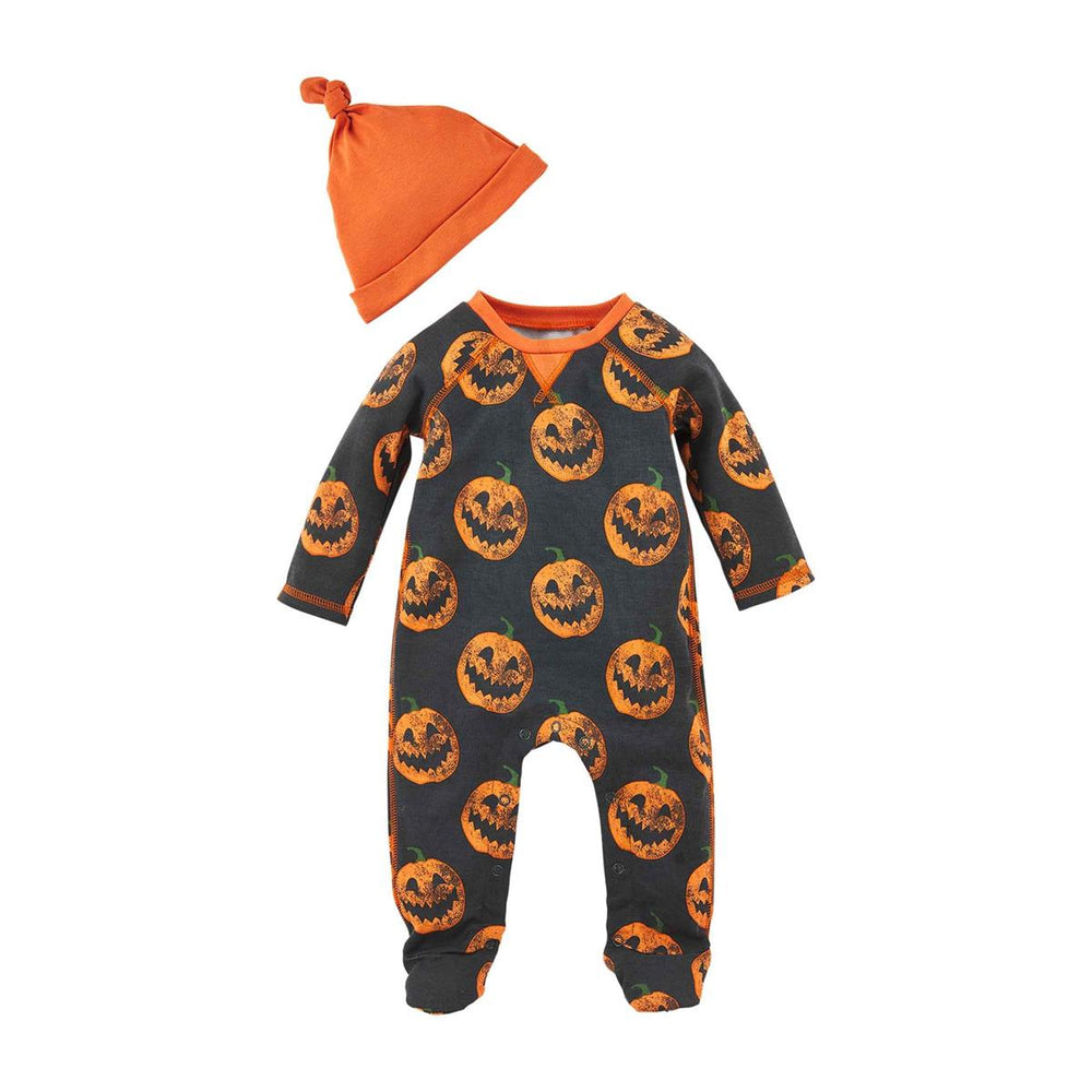Black Jack-O-Lantern Sleeper With Hat - Select Size