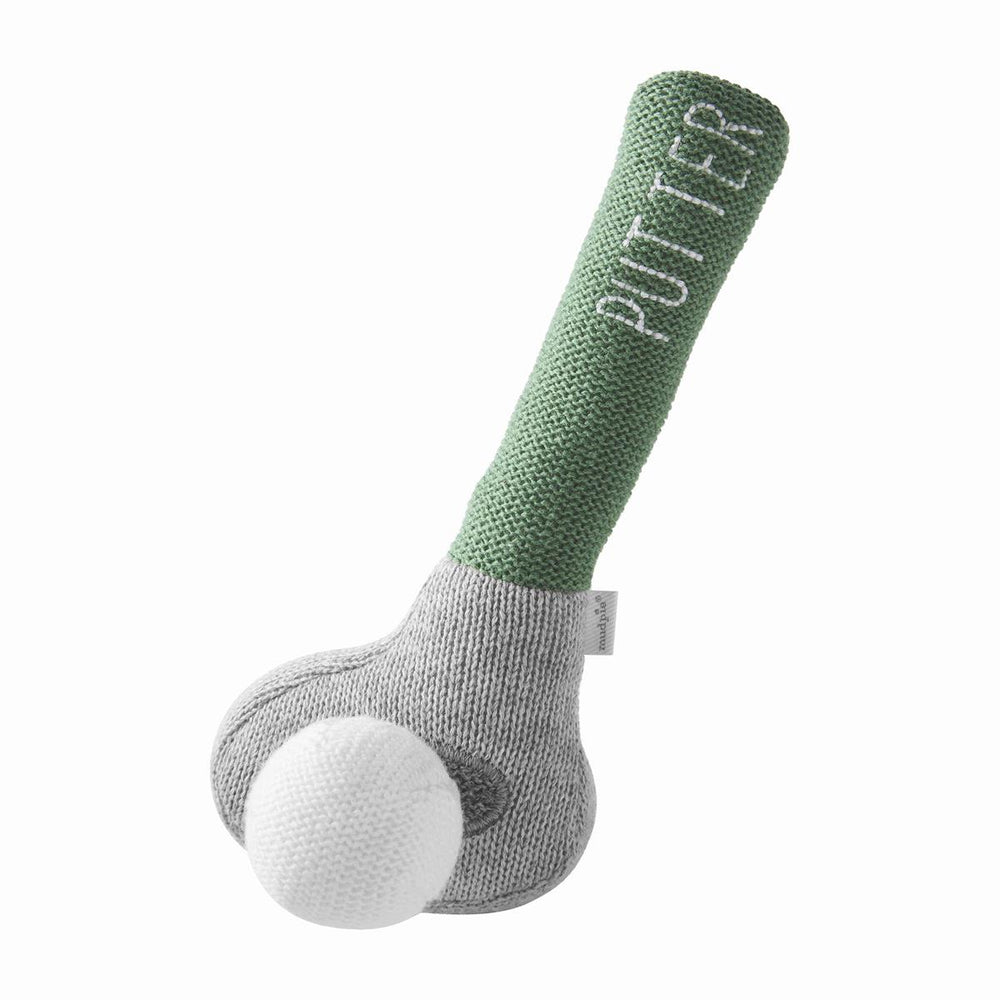 Green “Putter” Golf Club Knit Rattle