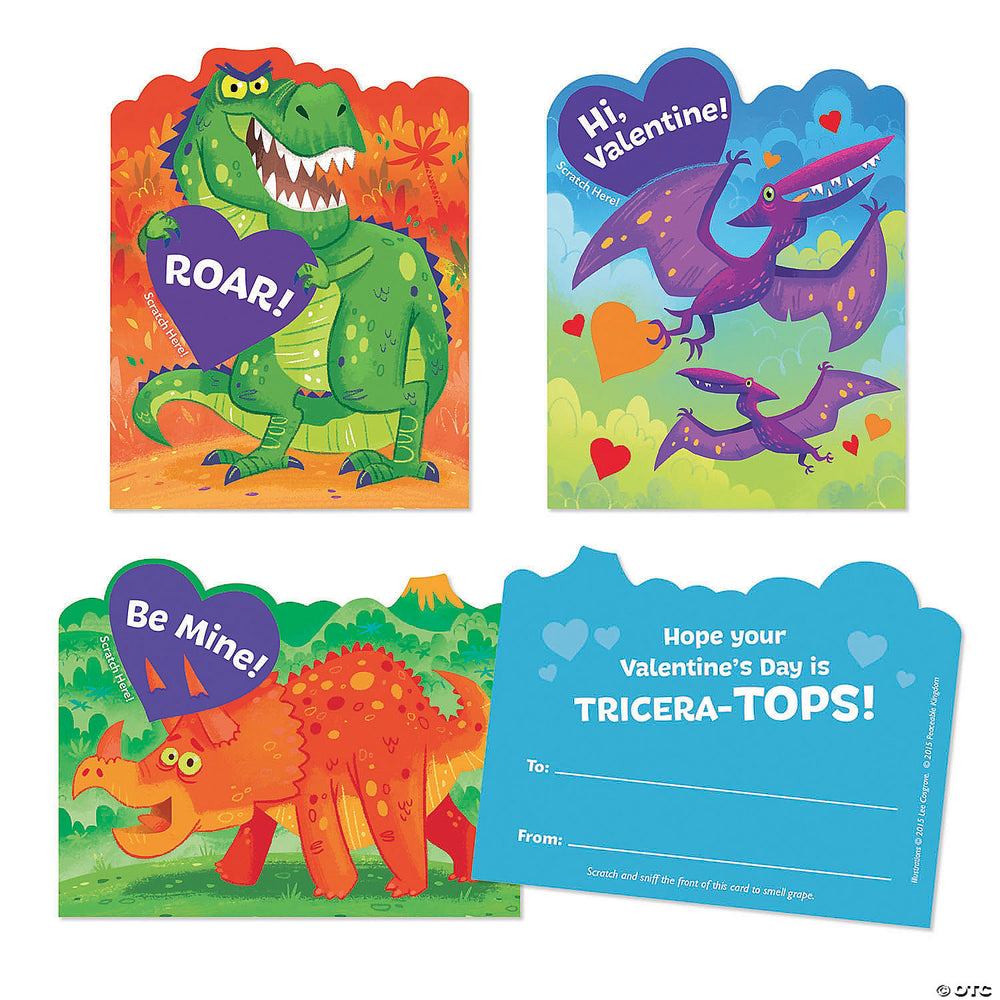
            
                Load image into Gallery viewer, Wacky Dinosaur Scratch &amp;amp; Sniff Valentine Cards
            
        