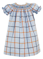 Blue Plaid Victoria Dress With Bishop Collar  - select size