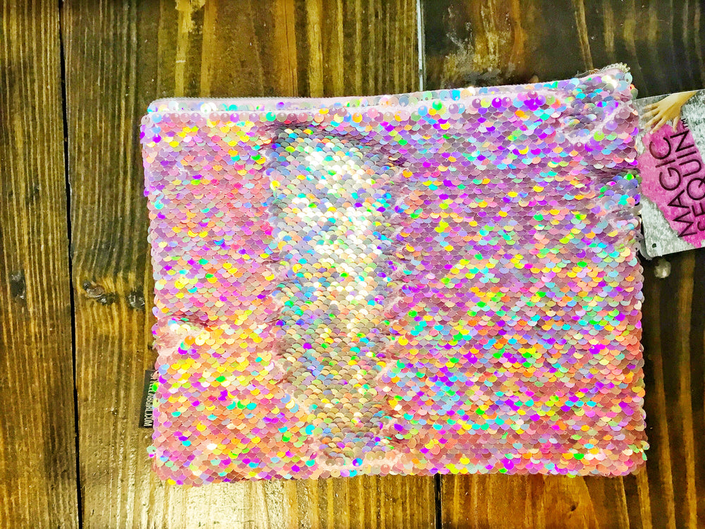 Magic Sequin Mermaid/Black Pencil Pouch – Rockin' A B