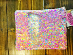 Magic Sequin Holographic Pink Champagne & Iridescent Silver Pencil Pouch