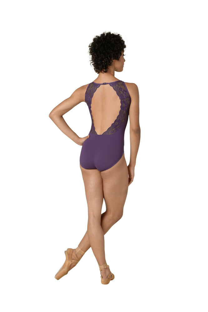 Marcella Ladies Amethyst Lace Tank Leotard - Select Size