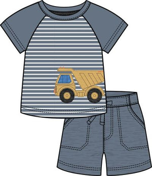 
            
                Load image into Gallery viewer, Mix Stripe Dump Truck Short Set - Select Size
            
        