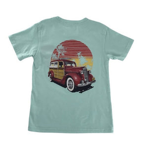 Woody Sunset Front & Back Short Sleeve Sea Glass Tee - Select Size