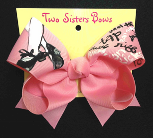 Let’s Tap -Handpainted Pink Hair bow - Choose 6” or 8”