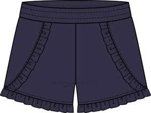 Navy Terry Ruffle Shorts -Select Size