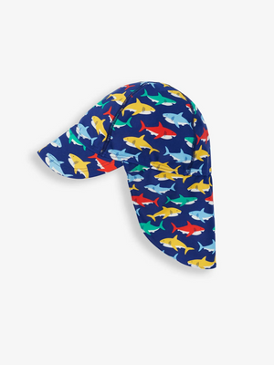 Shark Blue & Multicolor Flap Sun Protection Hat - Select Size