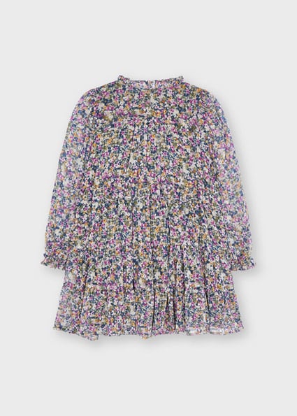 Lilac Floral Long Sleeve Dress - Select Size