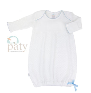 Paty White Long Sleeve Lap Shoulder Gown - Newborn - Select Trim Color - Select Size