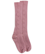 Cable Knee High Mauve Socks - Select Size