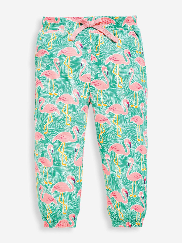 Green Jersey Flamingo Print Girls’ Pants