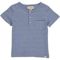 Dodger Blue Ribbed Henley Boys Tee - Select Size