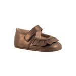 Kamdyn Brown Shimmer Mary Jane With Pleat Scallop - Select Size