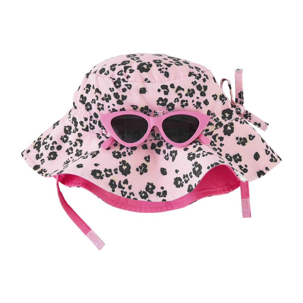 
            
                Load image into Gallery viewer, Pink Leopard Sun Hat &amp;amp; Pink Sunglasses Set
            
        