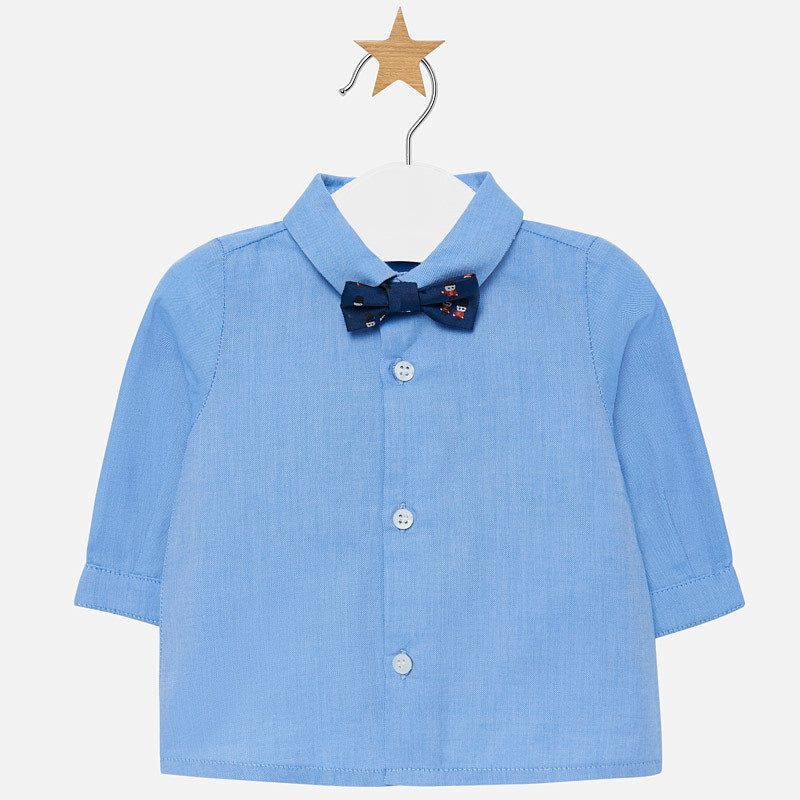 
            
                Load image into Gallery viewer, Sky Blue Long Sleeve Button Down Shirt With Bow Tie
            
        