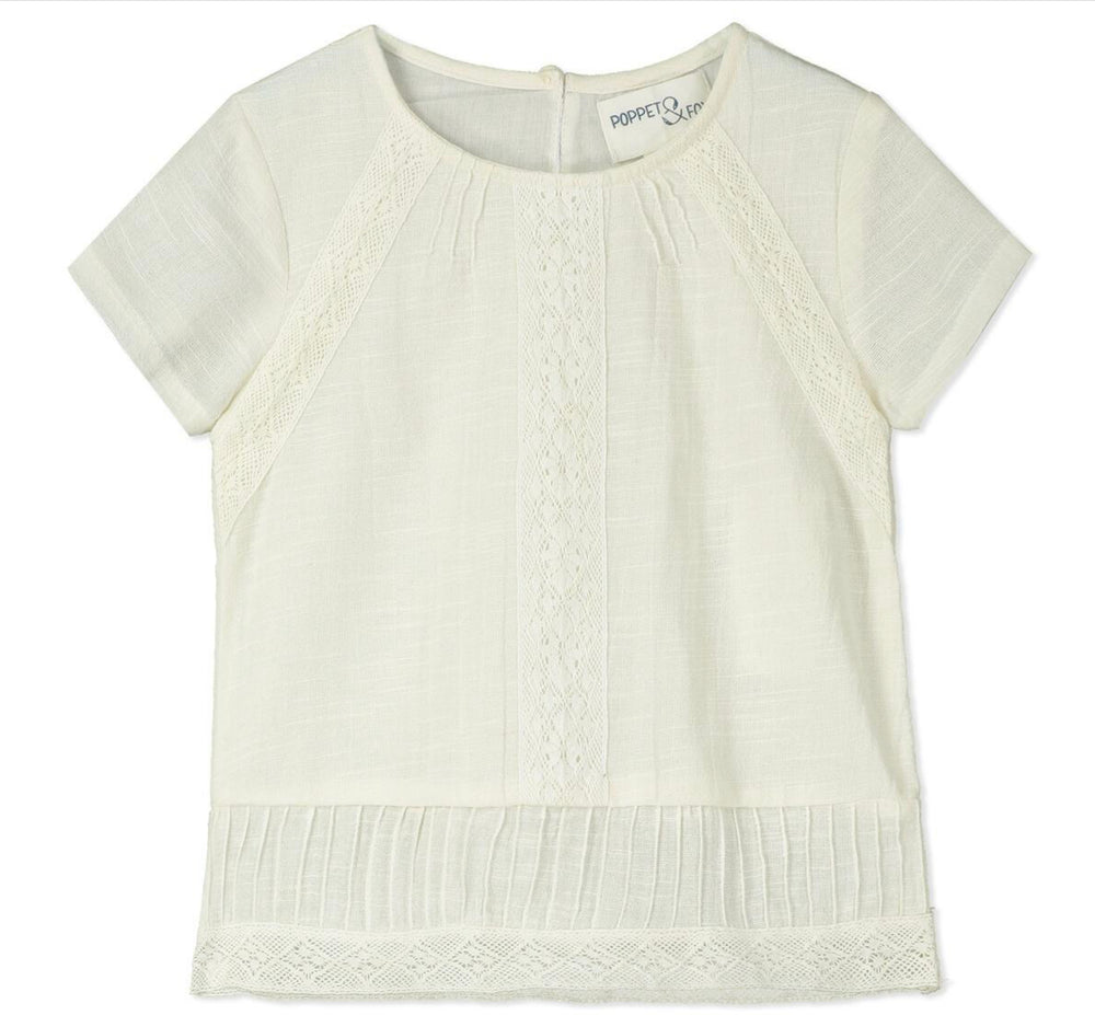 Sakura Girls Ivory Short Sleeve Blouse - Select Size