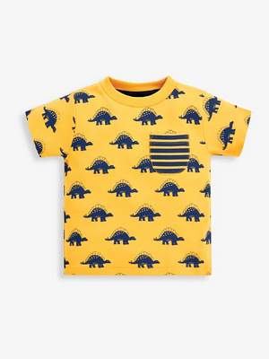 Stegosaurus Print Yellow Tee Shirt - Select Size