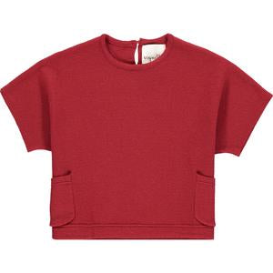 Fiona Ladies Burgundy Short Sleeve Sweater - Select Size