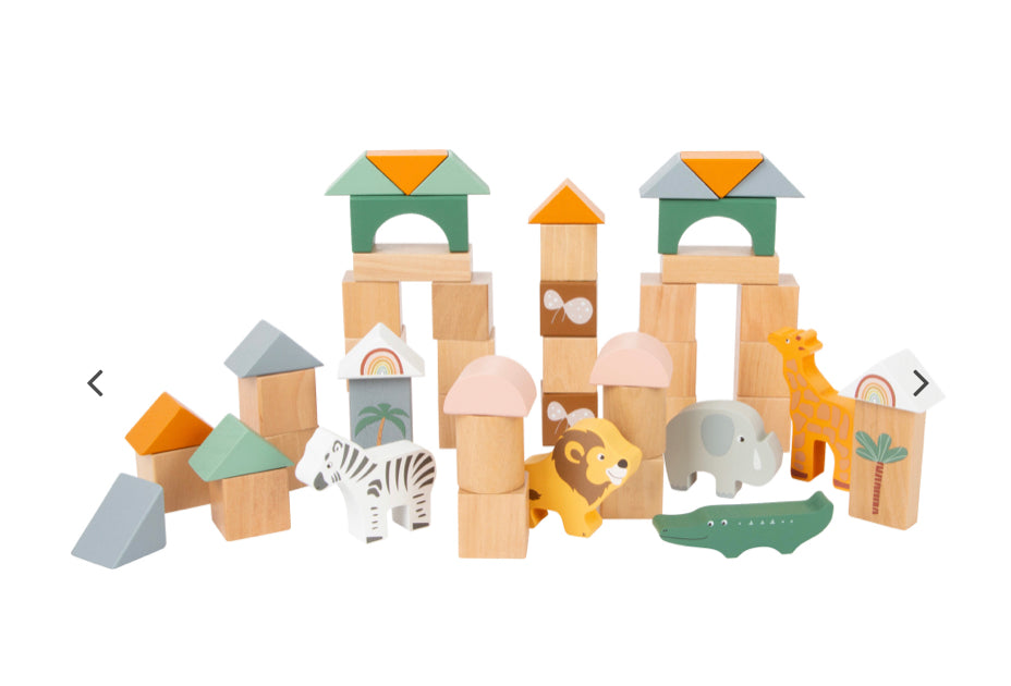 Pastel Building Blocks Safari Theme 50 Piece Playset